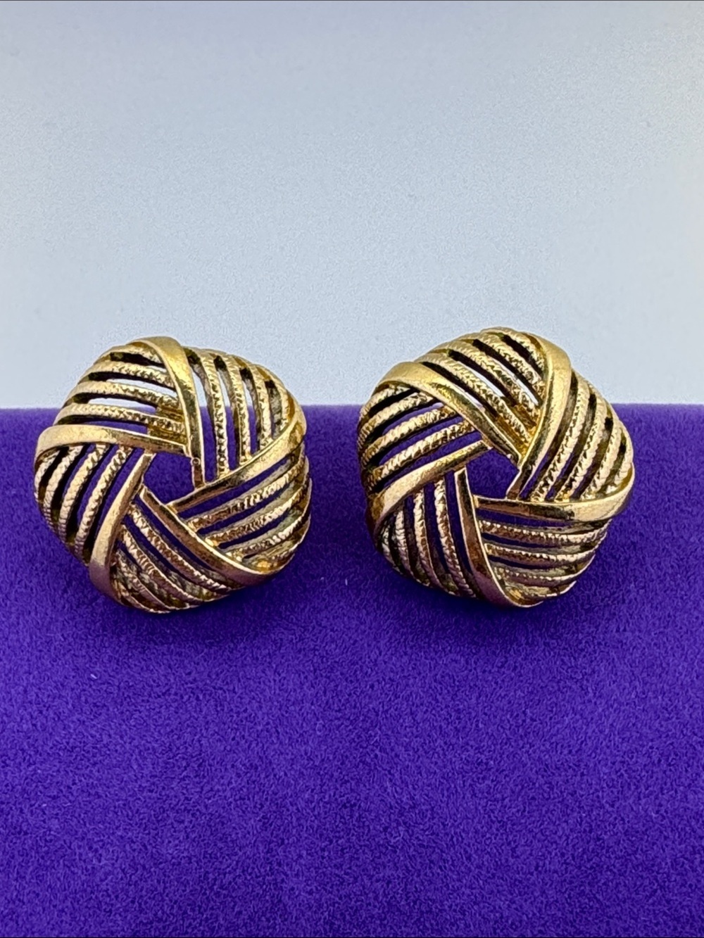 💛 Vintage Gold-Plated Woven Knot Earrings | Bold Statement